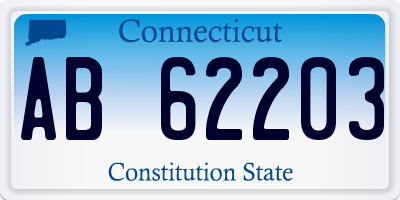 CT license plate AB62203