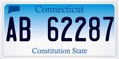CT license plate AB62287