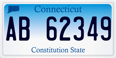 CT license plate AB62349