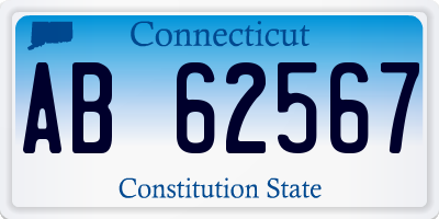 CT license plate AB62567