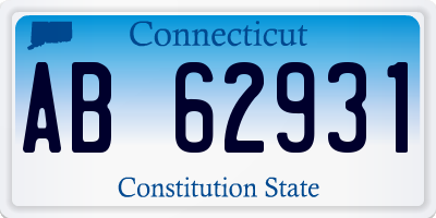 CT license plate AB62931