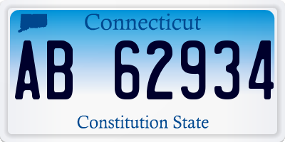 CT license plate AB62934