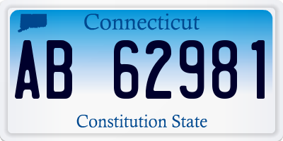 CT license plate AB62981