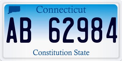 CT license plate AB62984