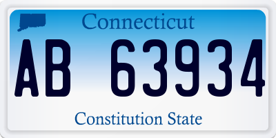 CT license plate AB63934