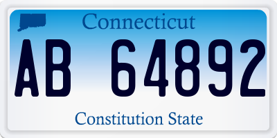 CT license plate AB64892