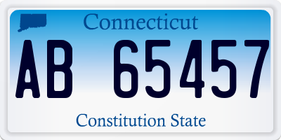 CT license plate AB65457