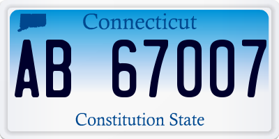 CT license plate AB67007