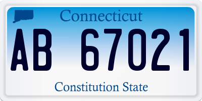 CT license plate AB67021