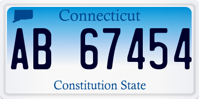 CT license plate AB67454