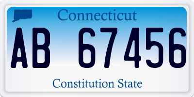 CT license plate AB67456