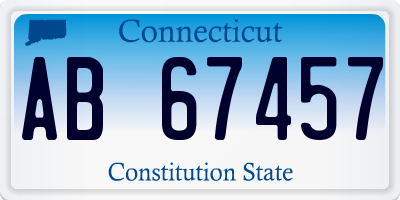 CT license plate AB67457