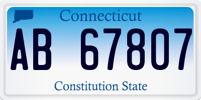 CT license plate AB67807