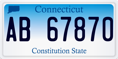 CT license plate AB67870