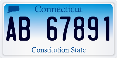 CT license plate AB67891