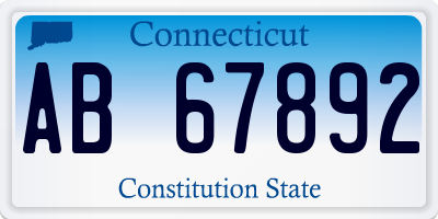 CT license plate AB67892