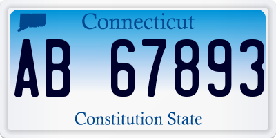 CT license plate AB67893