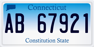 CT license plate AB67921