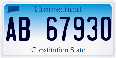 CT license plate AB67930