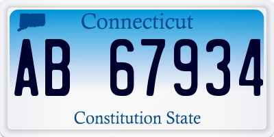 CT license plate AB67934