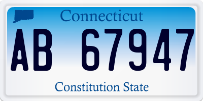 CT license plate AB67947