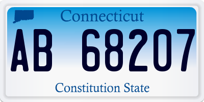 CT license plate AB68207