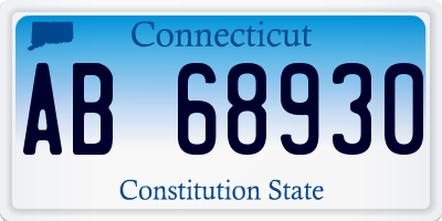 CT license plate AB68930