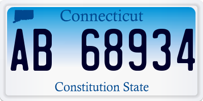 CT license plate AB68934
