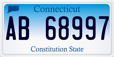 CT license plate AB68997