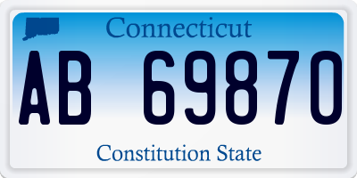 CT license plate AB69870