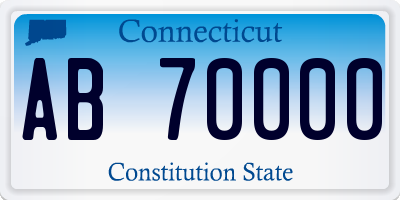 CT license plate AB70000