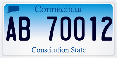 CT license plate AB70012