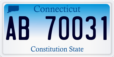 CT license plate AB70031