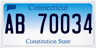 CT license plate AB70034