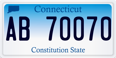 CT license plate AB70070