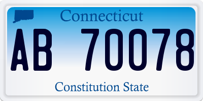 CT license plate AB70078