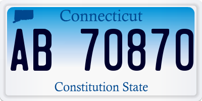 CT license plate AB70870