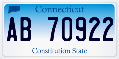 CT license plate AB70922