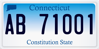 CT license plate AB71001