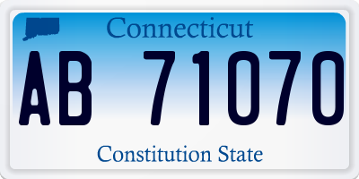 CT license plate AB71070