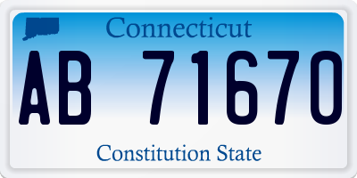 CT license plate AB71670