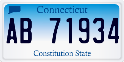 CT license plate AB71934