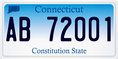 CT license plate AB72001