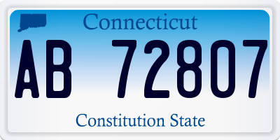 CT license plate AB72807