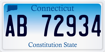 CT license plate AB72934