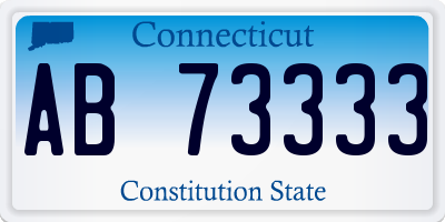 CT license plate AB73333