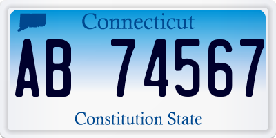 CT license plate AB74567