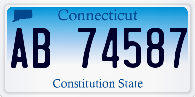 CT license plate AB74587