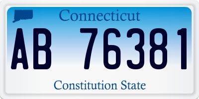 CT license plate AB76381