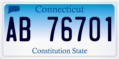 CT license plate AB76701